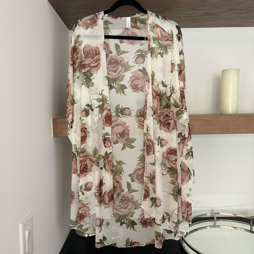 Honeyme Floral Sheer Cardigan/Beach Coverup